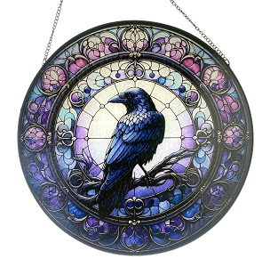 Raven Glass Decor Window Panel